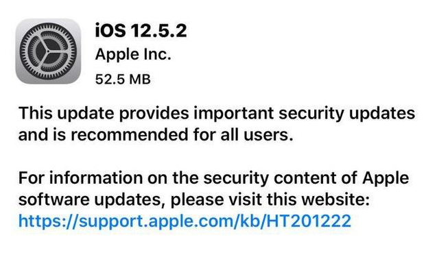 翠峦苹果手机维修分享iOS12.5.2发布，建议所有老苹果用户安装 